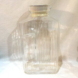 VTG 2 Quart ARC FRANCE Clear Glass Ribbed Rectangle Water Carafe PITCHER 64 oz